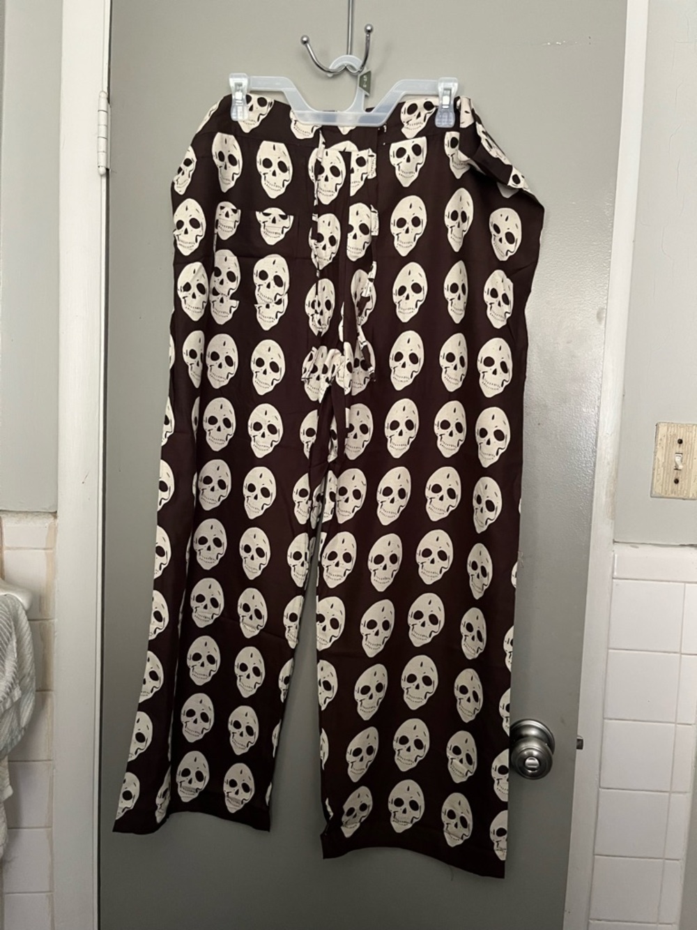 Raj Brown Pants with Cream Skull Print